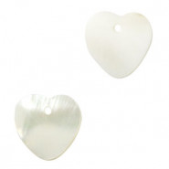 Shell charm round 8mm Heart 9-11mm White